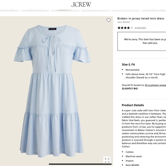 🏖️NWT - J CREW BROKEN IN JERSEY TIERED MINI DRESS🏖️ - Picture 6 of 7